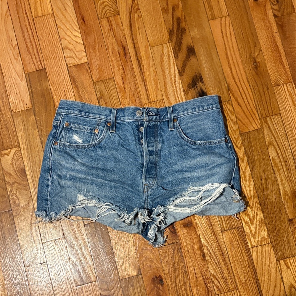 Levi's Blue Ripped Jean Shorts